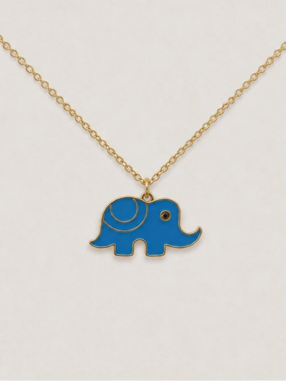 New! Preppy Colorful 18K Gold Plated Blue Elephant Charm Necklace NWOT 4022